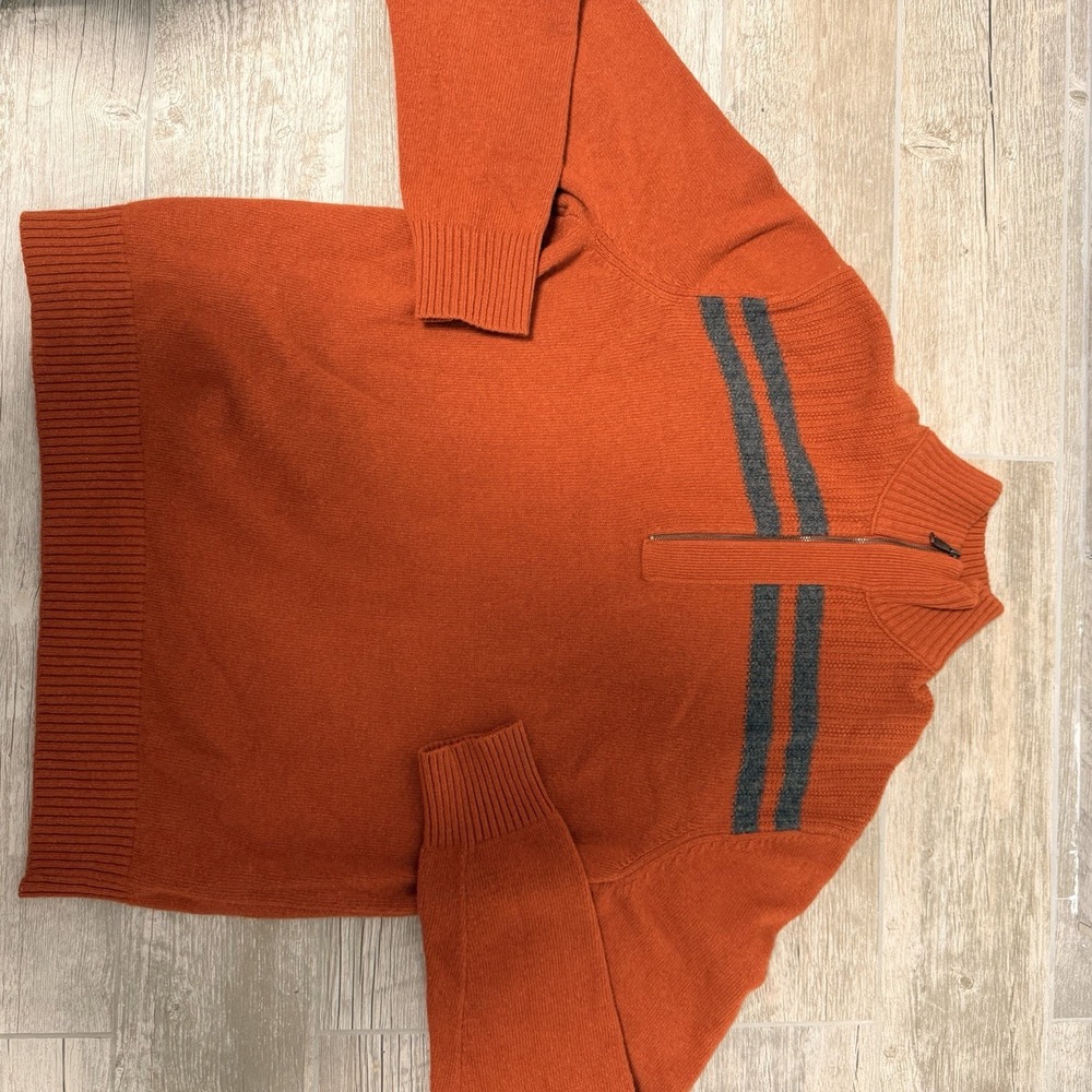 Men's Banana Republic Italian Yarn  Merino Wool Sweater 1/4‎ Zip Orange Sz Large